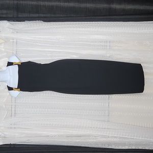 Vintage Black W/ Brass Metal Bows Low V-Back Sleeveless Maxi Formal Gown Sz10